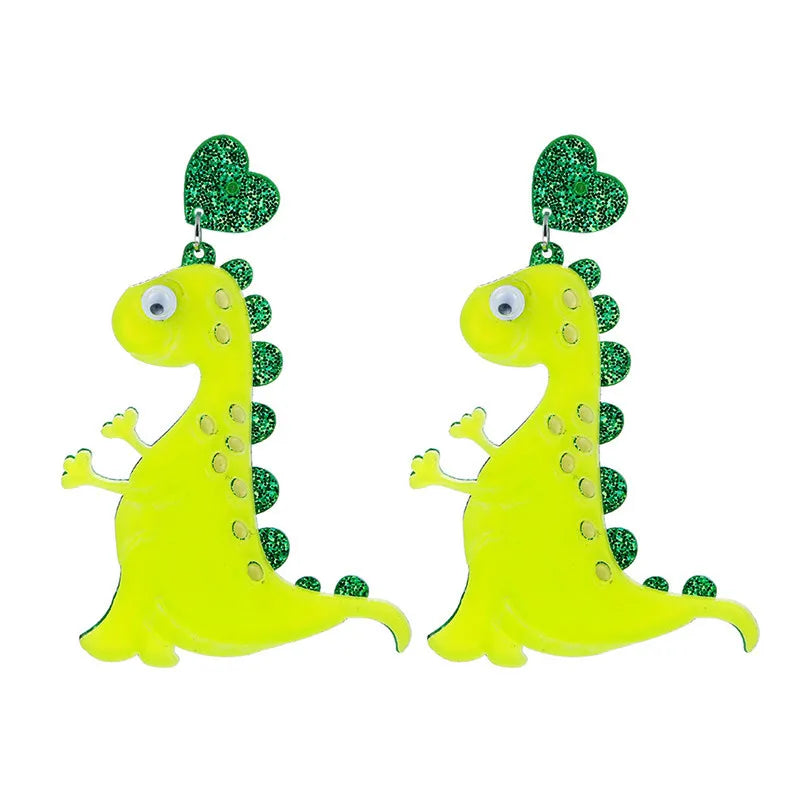 Green Dinosaur Dop Earrings