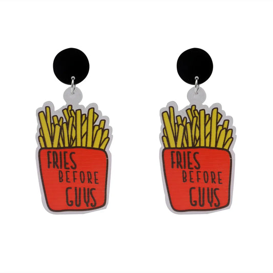 Fries before Guys drop earrings