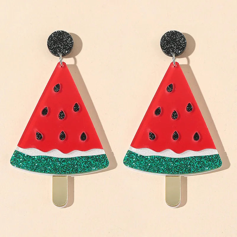 Watermelon Slice Drop Earrings