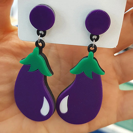 Egg Plant Drop Earrings