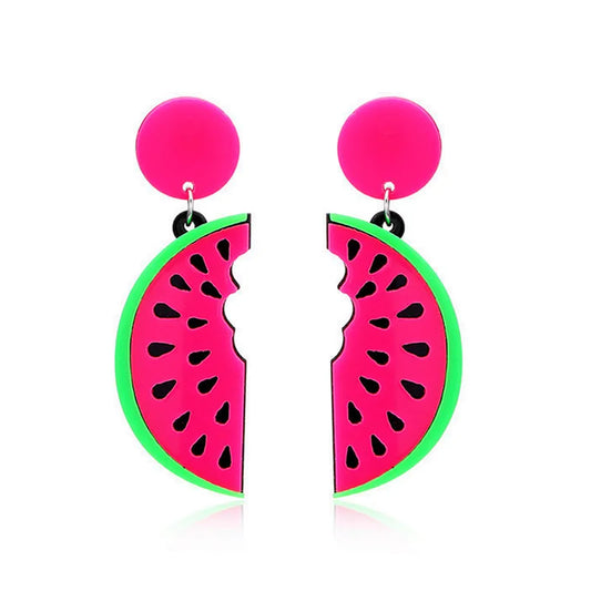 Neon Watermelon Drop Earrings