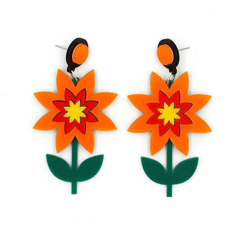 Star Shaped Flowers Drop Earrings