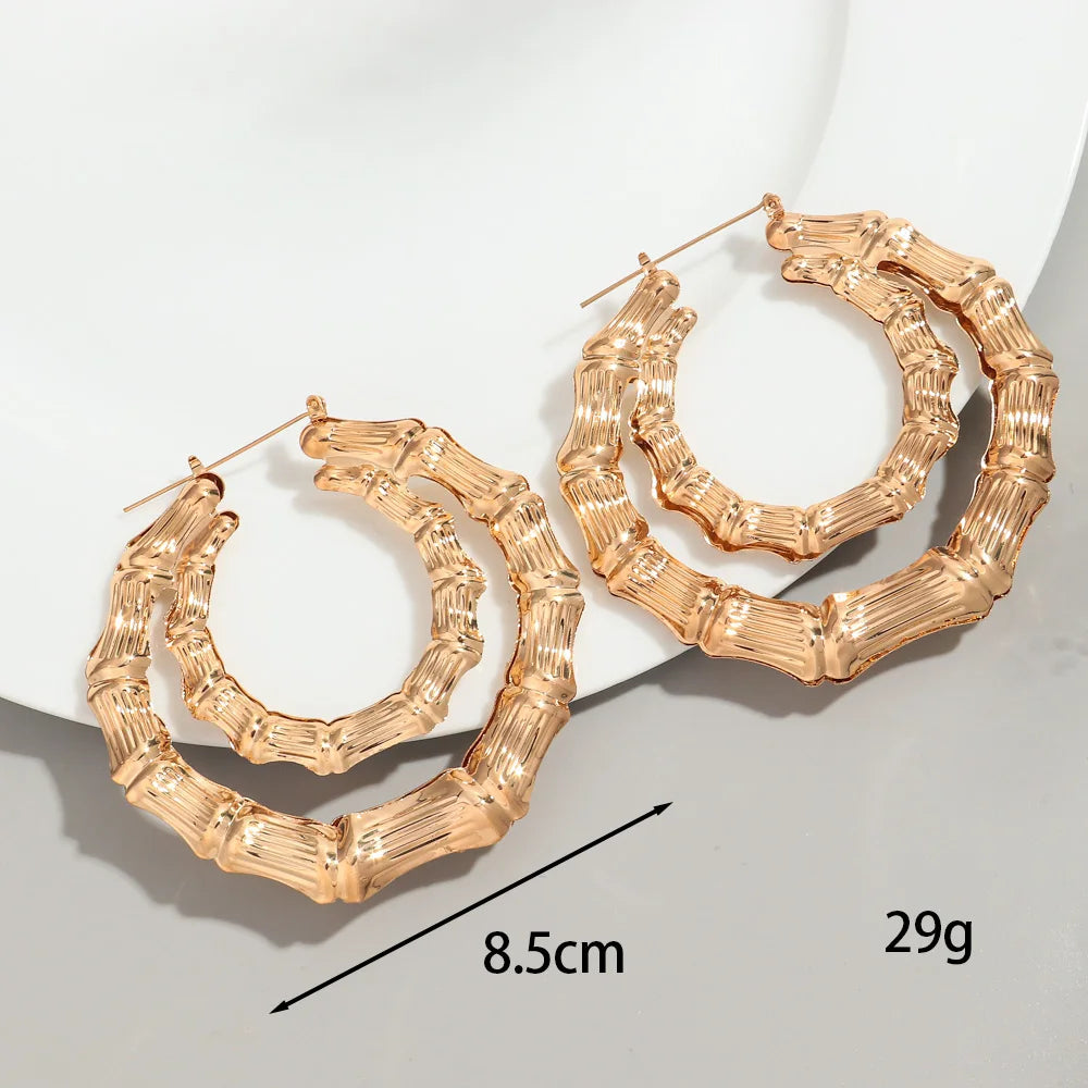 Statement Bamboo Style Hoops Gold/Sliver